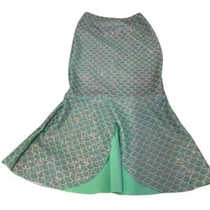 Aqua & Lavender Split-Front Mermaid Scale Print Skirt - Kid's Swimwear (SPF 50+)